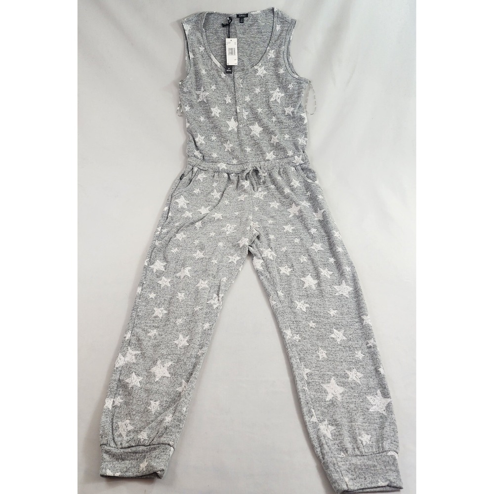 Buffalo David Bitton Kelly Jumpsuit Womens Large Star Print Grey LAP0001H-038